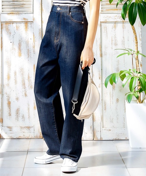 KOBE LETTUCE（コウベレタス）の「ハイウエストストレートデニムパンツ（デニムパンツ・レディース・ライトブルー/ブルー/インディゴブルー/オフホワイト/サックスブルー/ベージュ/ネイビー/ピンク/ワンウォッシュ・M/S）」の20枚目の写真