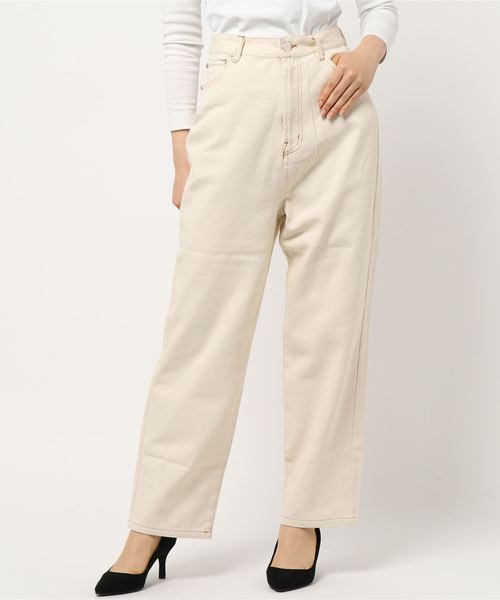 KOBE LETTUCE（コウベレタス）の「ハイウエストストレートデニムパンツ（デニムパンツ・レディース・ライトブルー/ブルー/インディゴブルー/オフホワイト/サックスブルー/ベージュ/ネイビー/ピンク/ワンウォッシュ・M/S）」の12枚目の写真