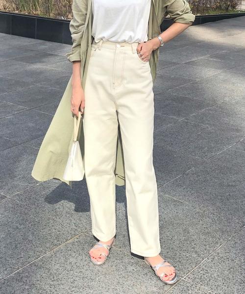 KOBE LETTUCE（コウベレタス）の「ハイウエストストレートデニムパンツ（デニムパンツ・レディース・ライトブルー/ブルー/インディゴブルー/オフホワイト/サックスブルー/ベージュ/ネイビー/ピンク/ワンウォッシュ・M/S）」の13枚目の写真