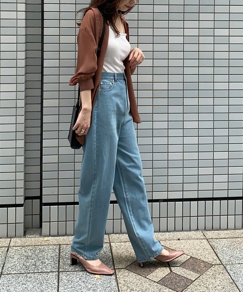 KOBE LETTUCE（コウベレタス）の「ハイウエストストレートデニムパンツ（デニムパンツ・レディース・ライトブルー/ブルー/インディゴブルー/オフホワイト/サックスブルー/ベージュ/ネイビー/ピンク/ワンウォッシュ・M/S）」の17枚目の写真