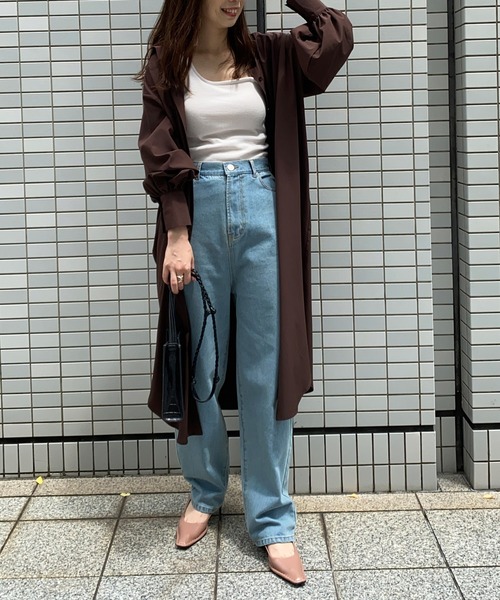 KOBE LETTUCE（コウベレタス）の「ハイウエストストレートデニムパンツ（デニムパンツ・レディース・ライトブルー/ブルー/インディゴブルー/オフホワイト/サックスブルー/ベージュ/ネイビー/ピンク/ワンウォッシュ・M/S）」の16枚目の写真