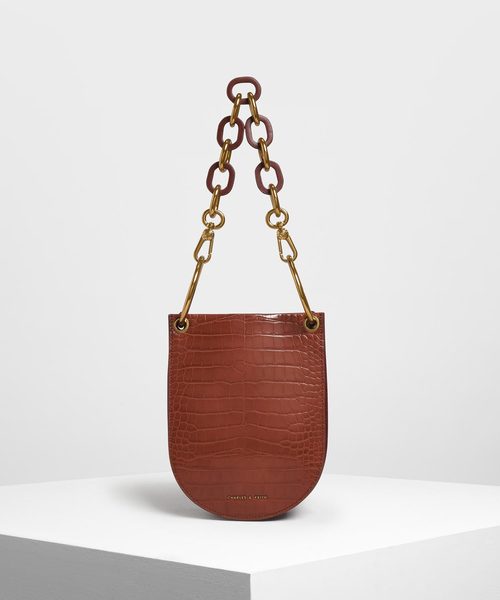 ❤️新品❤️CHARLES＆KEITH クロックエフェクトチャンキーチェーンバック CHARLES & KEITH（チャールズ & キース）の「クロックエフェクト