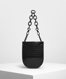 CHARLES & KEITH | クロックエフェクト チャンキーチェーンハンドルバッグ / Croc-Effect Chunky Chain Handle Bag(ショルダーバッグ)