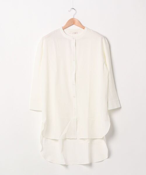 Pierrot（ピエロ）の「【手洗い可】バンドカラー(ノーカラー)チュニックブラウス（シャツ/ブラウス・レディース・オフホワイト/モカ/ブラウン系その他/アイボリー/ベージュ・M/L）」の2枚目の写真