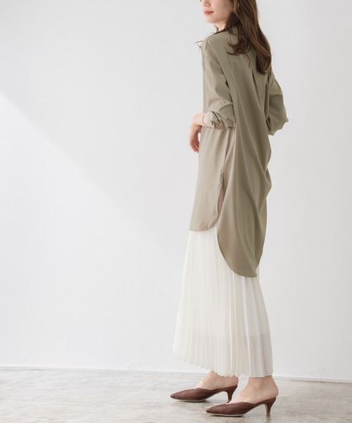 Pierrot（ピエロ）の「【手洗い可】バンドカラー(ノーカラー)チュニックブラウス（シャツ/ブラウス・レディース・オフホワイト/モカ/ブラウン系その他/アイボリー/ベージュ・M/L）」の11枚目の写真