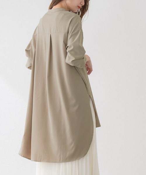 Pierrot（ピエロ）の「【手洗い可】バンドカラー(ノーカラー)チュニックブラウス（シャツ/ブラウス・レディース・オフホワイト/モカ/ブラウン系その他/アイボリー/ベージュ・M/L）」の12枚目の写真