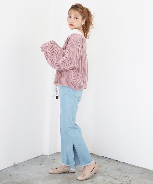 one after another NICE CLAUP（ワンアフターアナザーナイスクラップ）の「【身長別】ウエストリボンデニムワイドパンツ（デニムパンツ・レディース・アイボリー/ブルー/ネイビー・SMALL/MEDIUM/SS）」の13枚目の写真