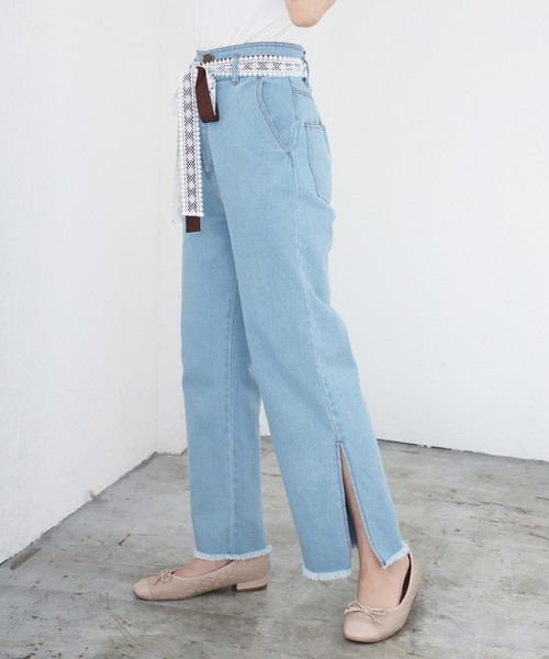 one after another NICE CLAUP（ワンアフターアナザーナイスクラップ）の「【身長別】ウエストリボンデニムワイドパンツ（デニムパンツ・レディース・アイボリー/ブルー/ネイビー・SMALL/MEDIUM/SS）」の16枚目の写真