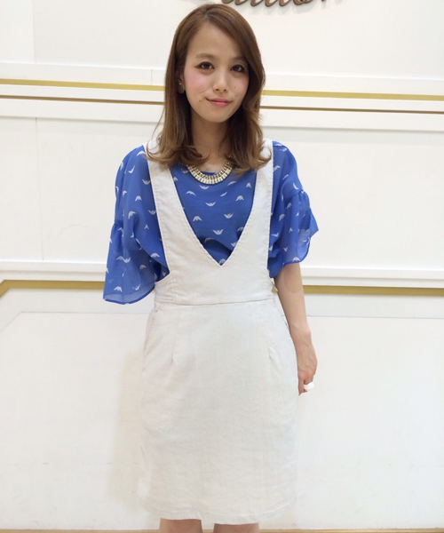 Another Edition(アナザーエディション)の「AE シャンブレーOX ジャンパーSK ◆(スカート・レディース・ブラック/ナチュラル/ライトブルー・フリー)」の1枚目の写真