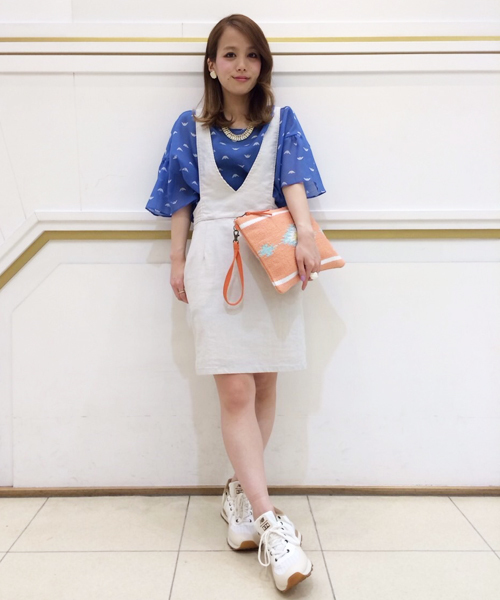 Another Edition(アナザーエディション)の「AE シャンブレーOX ジャンパーSK ◆(スカート・レディース・ブラック/ナチュラル/ライトブルー・フリー)」の17枚目の写真