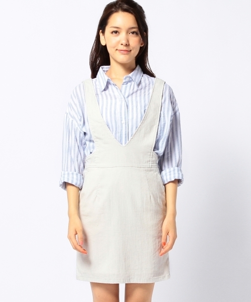 Another Edition(アナザーエディション)の「AE シャンブレーOX ジャンパーSK ◆(スカート・レディース・ブラック/ナチュラル/ライトブルー・フリー)」の14枚目の写真