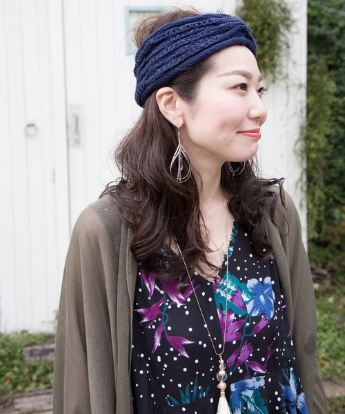 チャイハネ(チャイハネ)の「【チャイハネ】変わり編みニットヘアバンド(ヘアバンド・レディース・ネイビー/グリーン/マスタード/ナチュラル・FREE)」の5枚目の写真