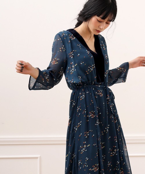 Web限定 Made In France ベロア切替柄ワンピース ワンピース Bou Jeloud ブージュルード のファッション通販 Zozotown