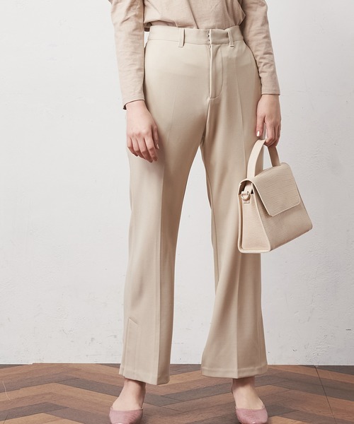 natural couture（ナチュラルクチュール）の「カットジョーゼットサイドベンツパンツ（その他パンツ・レディース・ライトベージュ/グレイッシュベージュ/ミント・L/S/M）」の2枚目の写真