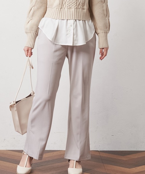 natural couture（ナチュラルクチュール）の「カットジョーゼットサイドベンツパンツ（その他パンツ・レディース・ライトベージュ/グレイッシュベージュ/ミント・L/S/M）」の5枚目の写真