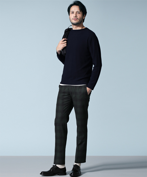 NANO universe(ナノユニバース)の「鹿の子ボートネック(ニット/セーター・メンズ・ネイビー/キャメル/ライトグレー・50/48/46/44)」の14枚目の写真