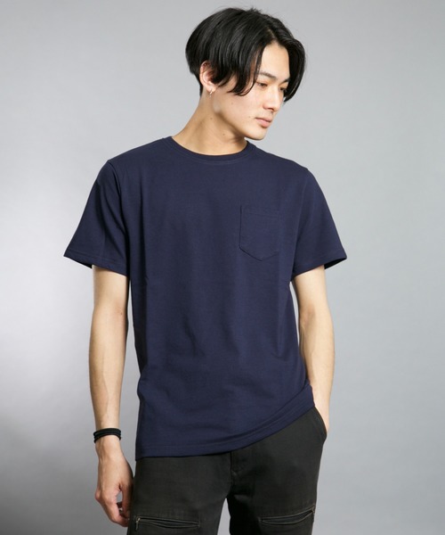 Bling Leads(ブリングリーズ)の「Bling leads/無地半袖ポケ付きC/N T(Tシャツ/カットソー・メンズ・ホワイト/カーキ/ネイビー/ピンク系その他/グレー/ライトピンク/ブラック/イエロー系その他・LARGE/X-LARGE/MEDIUM)」の1枚目の写真