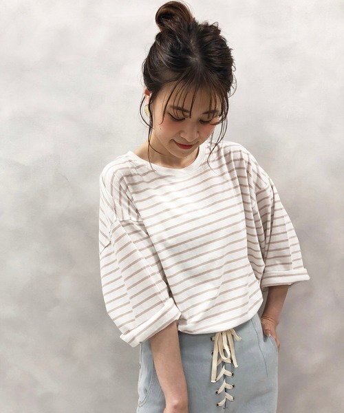 one after another NICE CLAUP（ワンアフターアナザーナイスクラップ）の「ボーダーTシャツ（Tシャツ/カットソー・レディース・ホワイト系その他/ホワイト×ブラック/ホワイト×ブルー/ホワイト×パープル/ホワイト×ピンク・FREE）」の4枚目の写真