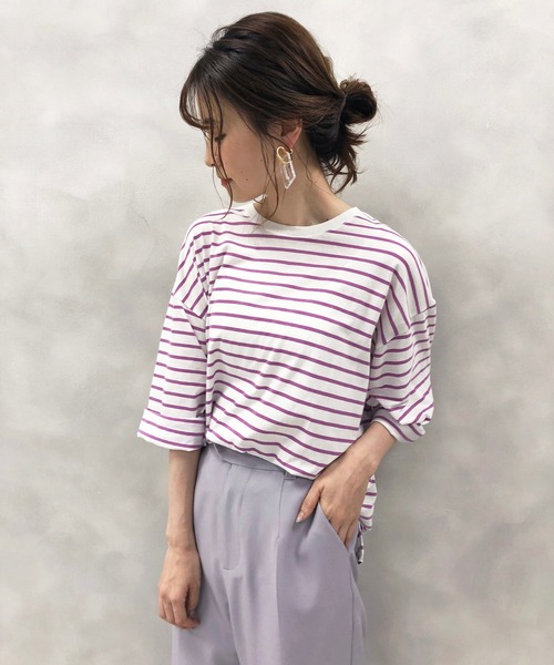 one after another NICE CLAUP（ワンアフターアナザーナイスクラップ）の「ボーダーTシャツ（Tシャツ/カットソー・レディース・ホワイト系その他/ホワイト×ブラック/ホワイト×ブルー/ホワイト×パープル/ホワイト×ピンク・FREE）」の5枚目の写真