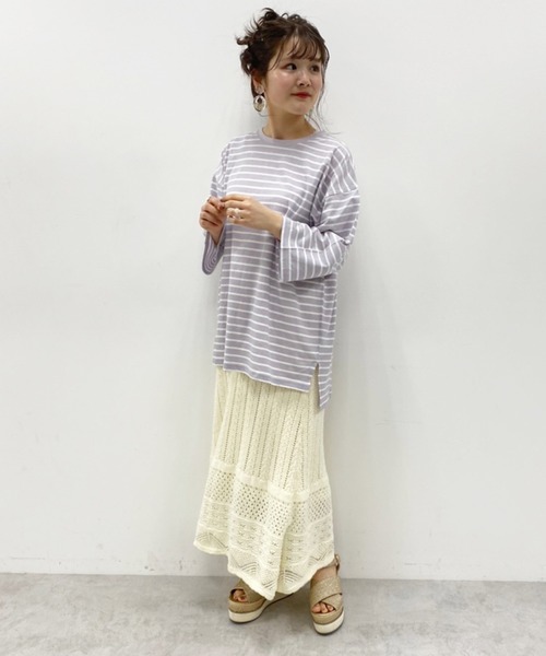 one after another NICE CLAUP（ワンアフターアナザーナイスクラップ）の「ボーダーTシャツ（Tシャツ/カットソー・レディース・ホワイト系その他/ホワイト×ブラック/ホワイト×ブルー/ホワイト×パープル/ホワイト×ピンク・FREE）」の22枚目の写真