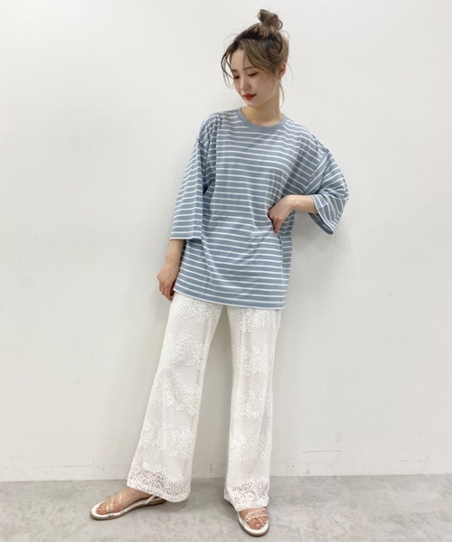 one after another NICE CLAUP（ワンアフターアナザーナイスクラップ）の「ボーダーTシャツ（Tシャツ/カットソー・レディース・ホワイト系その他/ホワイト×ブラック/ホワイト×ブルー/ホワイト×パープル/ホワイト×ピンク・FREE）」の9枚目の写真