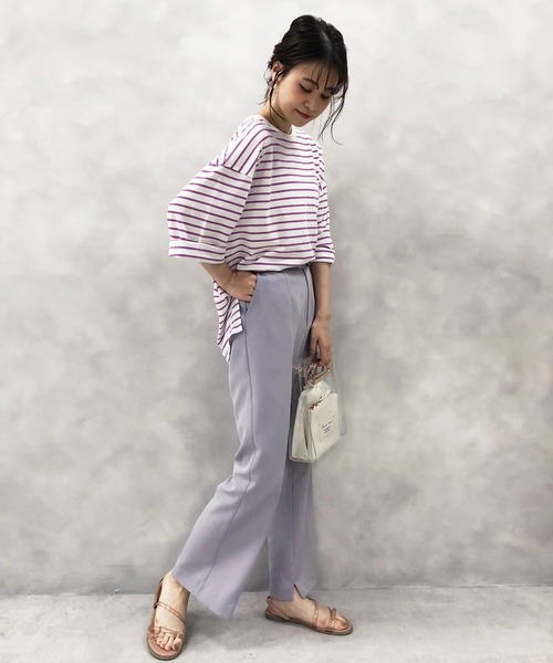 one after another NICE CLAUP（ワンアフターアナザーナイスクラップ）の「ボーダーTシャツ（Tシャツ/カットソー・レディース・ホワイト系その他/ホワイト×ブラック/ホワイト×ブルー/ホワイト×パープル/ホワイト×ピンク・FREE）」の7枚目の写真