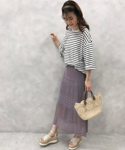 one after another NICE CLAUP（ワンアフターアナザーナイスクラップ）の「ボーダーTシャツ（Tシャツ/カットソー・レディース・ホワイト系その他/ホワイト×ブラック/ホワイト×ブルー/ホワイト×パープル/ホワイト×ピンク・FREE）」の13枚目の写真