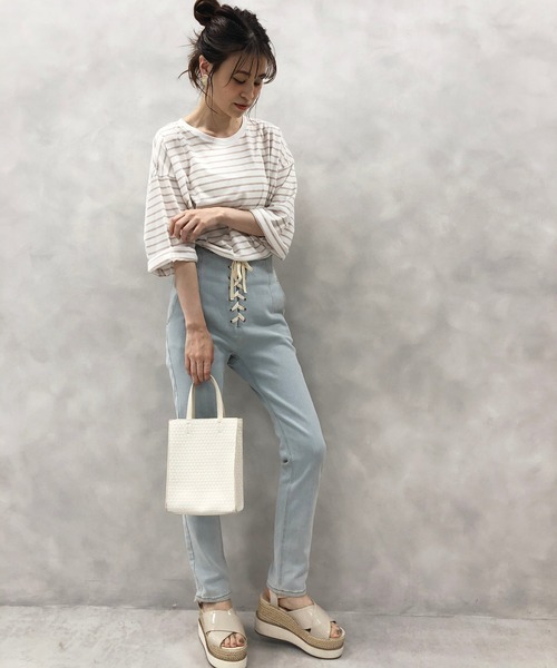 one after another NICE CLAUP（ワンアフターアナザーナイスクラップ）の「ボーダーTシャツ（Tシャツ/カットソー・レディース・ホワイト系その他/ホワイト×ブラック/ホワイト×ブルー/ホワイト×パープル/ホワイト×ピンク・FREE）」の18枚目の写真