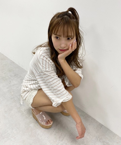 one after another NICE CLAUP（ワンアフターアナザーナイスクラップ）の「ボーダーTシャツ（Tシャツ/カットソー・レディース・ホワイト系その他/ホワイト×ブラック/ホワイト×ブルー/ホワイト×パープル/ホワイト×ピンク・FREE）」の19枚目の写真