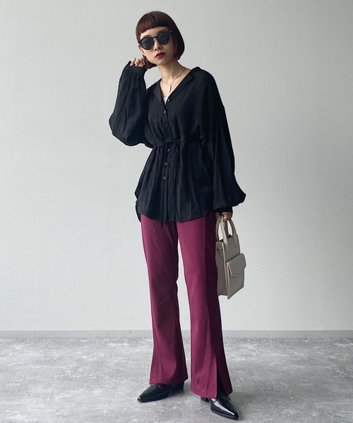 PAGEBOY(ページボーイ)の「フロントシームスリットカットパンツ(フレアパンツ)(その他パンツ・レディース・ブラック/ダークブラウン/レッド系その他・FREE)」の12枚目の写真