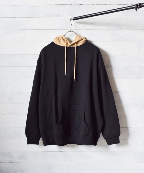 TRAP/U (トラップユー)の「【69】【TRAP/U】フード配色裏毛プルパーカー(Tシャツ/カットソー・レディース・ブラック/カーキ/オフホワイト/ベージュ・MEDIUM/LARGE)」の7枚目の写真
