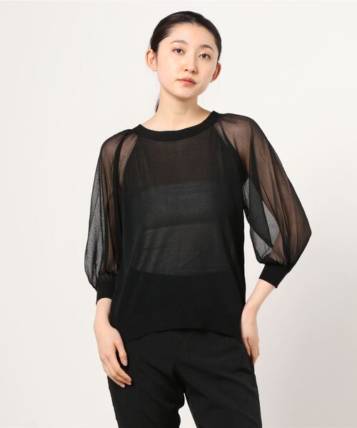 GRACE CLASS（グレースクラス）の「シアーコンビニットトップ（ニット/セーター・レディース・ホワイト/ブラック/ミント・36）」の3枚目の写真