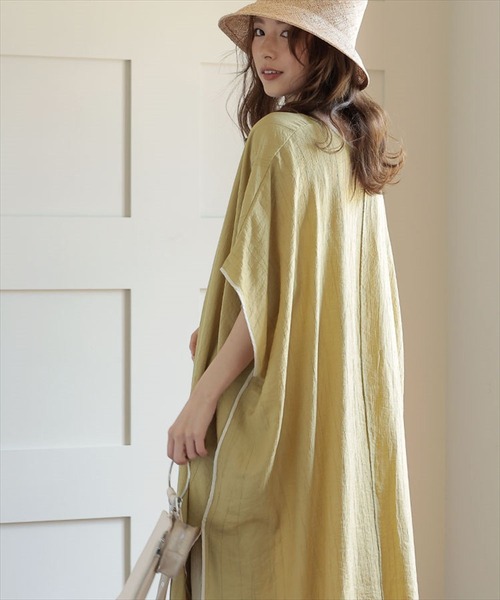 DONOBAN（ドノバン）の「楊柳カフタンワンピース（ワンピース・レディース・ブラック/ベージュ/オリーブ・M）」の9枚目の写真