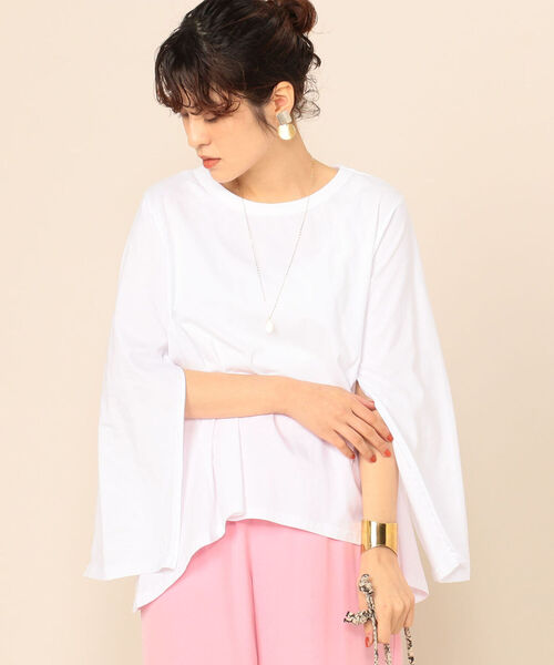 NOLLEY’S(ノーリーズ)の「【TORRAZZO DONNA/ トラッゾドンナ】フレアマルチカットソー(Tシャツ/カットソー・レディース・ホワイト/ライトグレー/ブラック・38)」の3枚目の写真