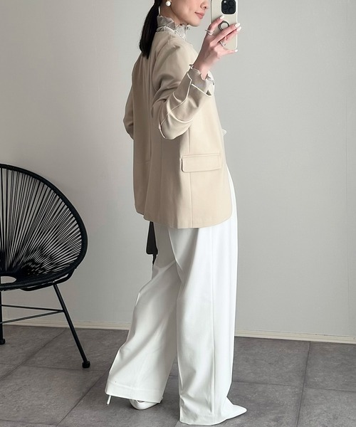 [まるちわわん]ANAYI からみノーカラーVネック ジャケット まるちわわん様専用]ANAYI からみノーカラーVネック ジャケット