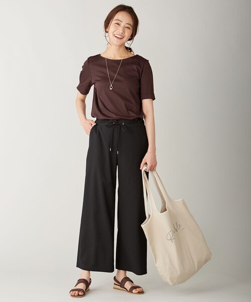 J.PRESS Ladies(J.プレス レディス)の「【洗える】ドライタッチツイルストレッチ ワイドパンツ(その他パンツ・レディース・ブラック系/ブラウン系/ダルブルー系・XS/XXS/S)」の4枚目の写真