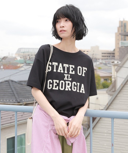 LAKOLE(ラコレ)の「USAコットンローカルロゴTシャツ / 941065(Tシャツ/カットソー・レディース・ライトブルー/ブラック/オフホワイト/桜・SMALL/MEDIUM)」の2枚目の写真