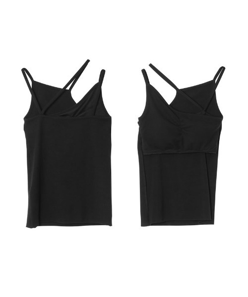 Re:EDIT（リエディ）の「カップ付きアシンメトリーリブキャミソール（キャミソール・レディース・モカ/ブラック/オフホワイト/グリーン・LARGE/SMALL/MEDIUM）」の10枚目の写真