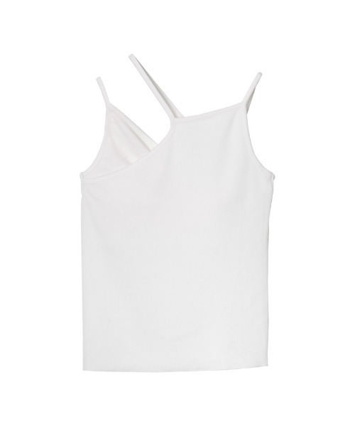 Re:EDIT（リエディ）の「カップ付きアシンメトリーリブキャミソール（キャミソール・レディース・モカ/ブラック/オフホワイト/グリーン・LARGE/SMALL/MEDIUM）」の13枚目の写真