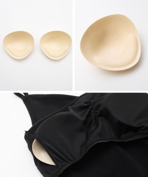 Re:EDIT（リエディ）の「カップ付きアシンメトリーリブキャミソール（キャミソール・レディース・モカ/ブラック/オフホワイト/グリーン・LARGE/SMALL/MEDIUM）」の9枚目の写真