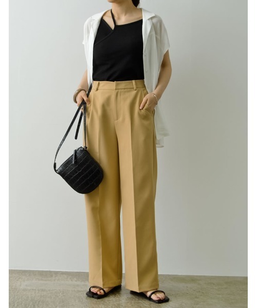 Re:EDIT（リエディ）の「カップ付きアシンメトリーリブキャミソール（キャミソール・レディース・モカ/ブラック/オフホワイト/グリーン・LARGE/SMALL/MEDIUM）」の16枚目の写真