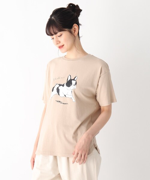 Cutie Blonde（キューティーブロンド）の「◆【S-L】わんこTシャツ（Tシャツ/カットソー・レディース・チャコールグレー/オフホワイト/マスタード/ベージュ・01/02/03）」の3枚目の写真