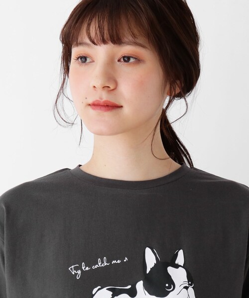 Cutie Blonde（キューティーブロンド）の「◆【S-L】わんこTシャツ（Tシャツ/カットソー・レディース・チャコールグレー/オフホワイト/マスタード/ベージュ・01/02/03）」の10枚目の写真