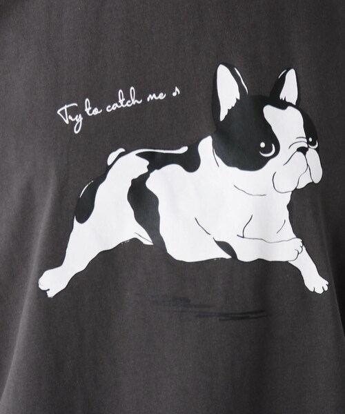 Cutie Blonde（キューティーブロンド）の「◆【S-L】わんこTシャツ（Tシャツ/カットソー・レディース・チャコールグレー/オフホワイト/マスタード/ベージュ・01/02/03）」の8枚目の写真