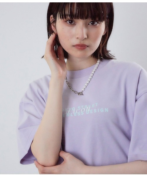 JUNRED（ジュンレッド）の「【 it iCON 】Violets round logo tee（Tシャツ/カットソー・メンズ・ラベンダー/ホワイト/ブラック・M/L）」の7枚目の写真