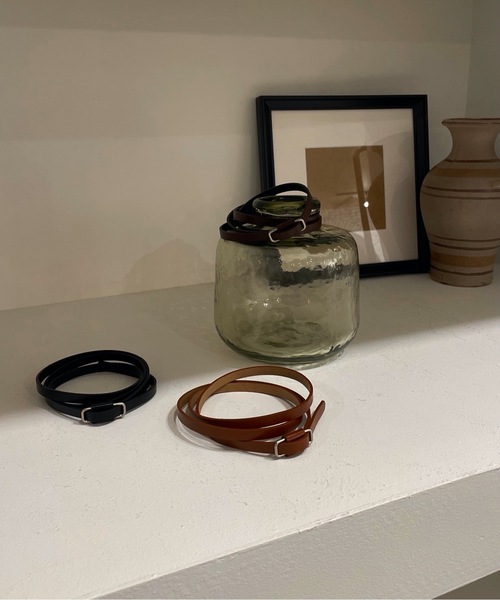 lawgy（ラウジー）の「square buckle slim belt（ベルト・レディース・ブラック/キャメル/ブラウン・FREE）」の7枚目の写真