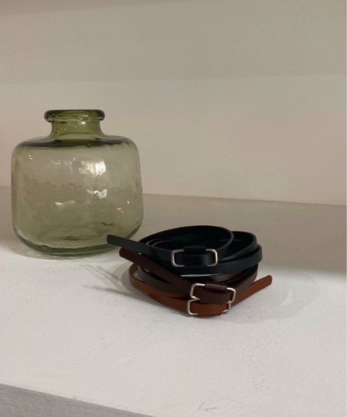 lawgy（ラウジー）の「square buckle slim belt（ベルト・レディース・ブラック/キャメル/ブラウン・FREE）」の9枚目の写真