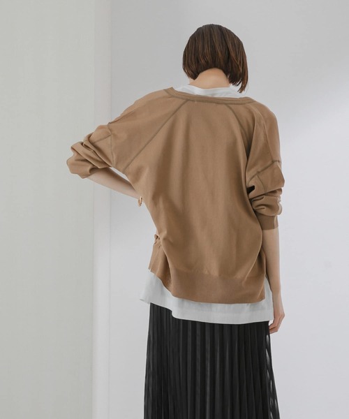 KBF(ケイビーエフ)の「カラーステッチシアーカーディガン(カーディガン/ボレロ・レディース・ブラック/オレンジ/グリーン/ベージュ系その他・ONE)」の3枚目の写真