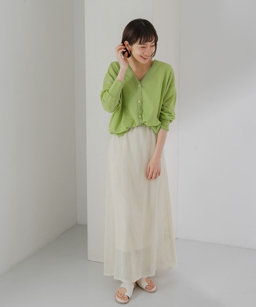 KBF(ケイビーエフ)の「カラーステッチシアーカーディガン(カーディガン/ボレロ・レディース・ブラック/オレンジ/グリーン/ベージュ系その他・ONE)」の4枚目の写真