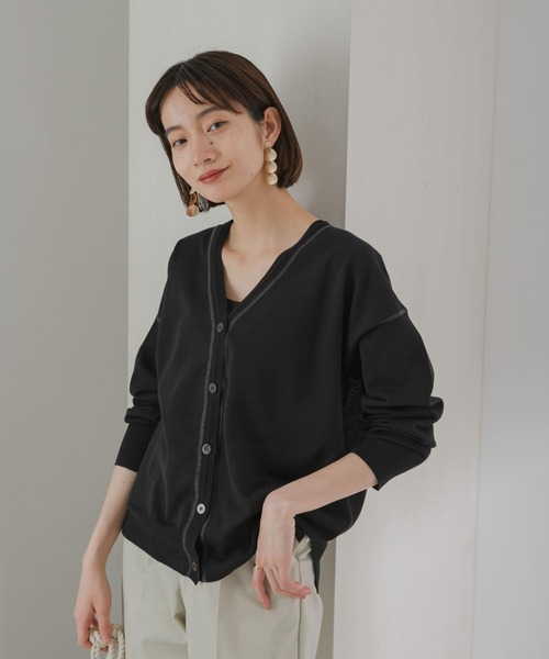 KBF(ケイビーエフ)の「カラーステッチシアーカーディガン(カーディガン/ボレロ・レディース・ブラック/オレンジ/グリーン/ベージュ系その他・ONE)」の2枚目の写真